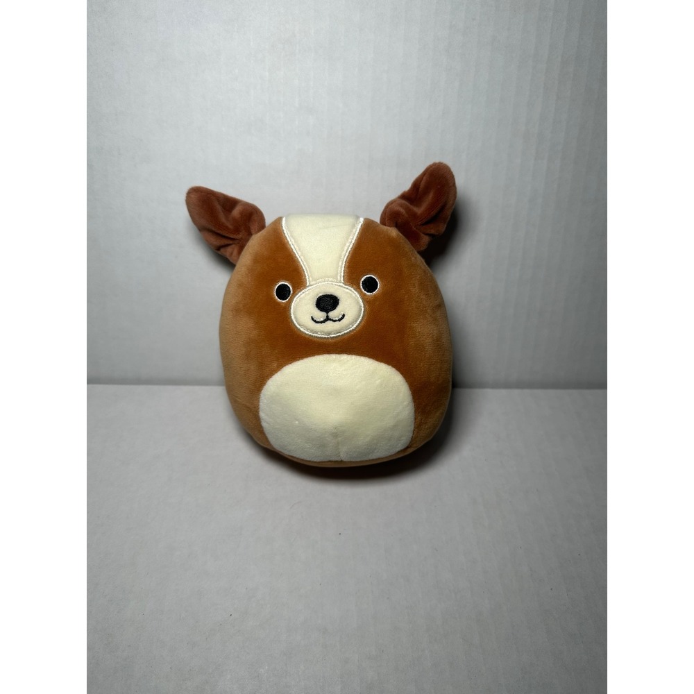 Squishmallows Bernie 6 Inch Brown White Dog Plush Kellytoy Plushie